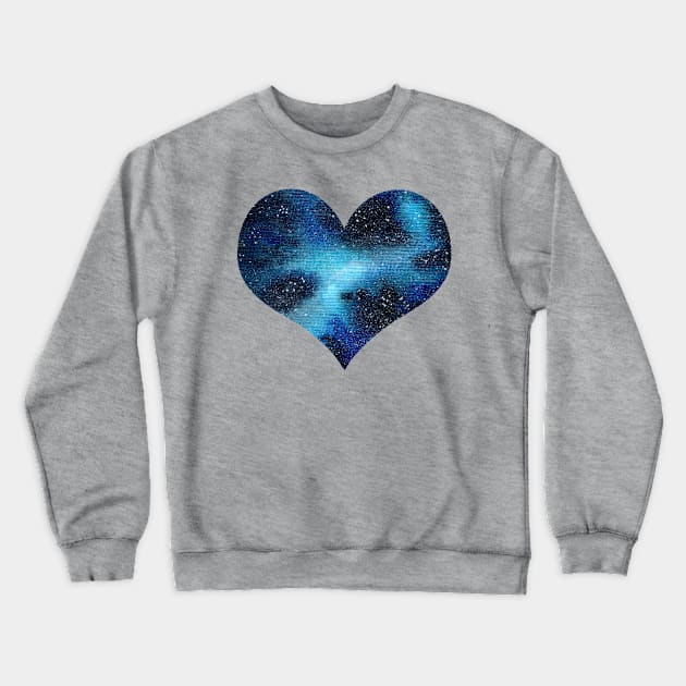 Watercolor blue galaxy heart Crewneck Sweatshirt by Ieva Li ART